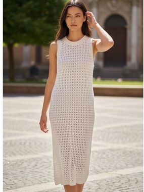 Shade & Shore Ivory Crochet Midi swimsuit Cover-up